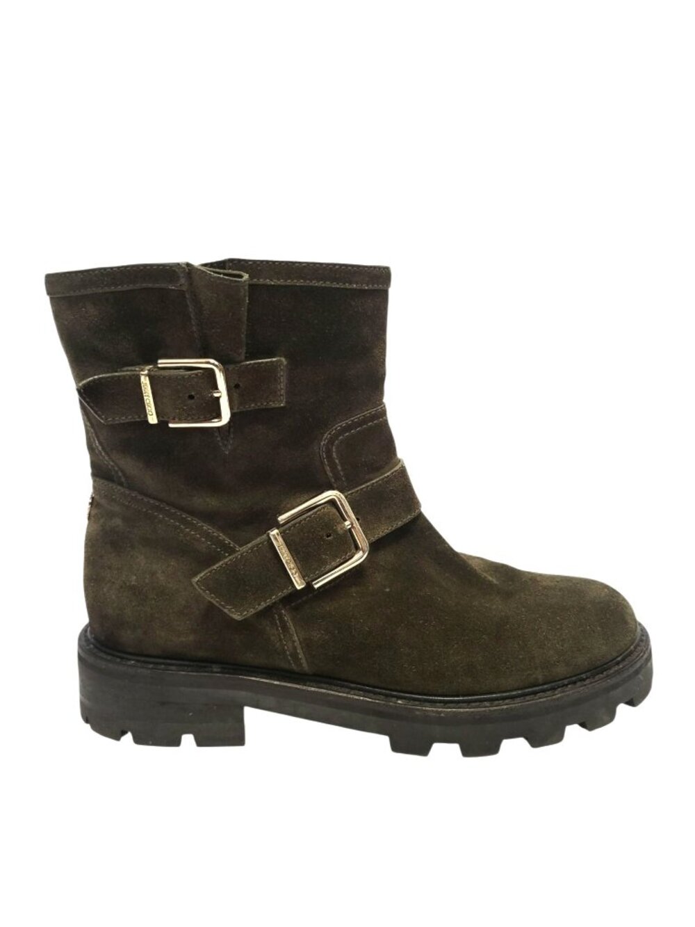 Jimmy Choo Youth II Biker Boot Seaweed Green Suede Ankle Moto